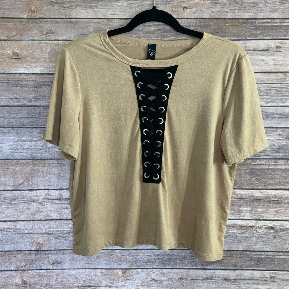 Windsor Tan Velvet Crop Tee